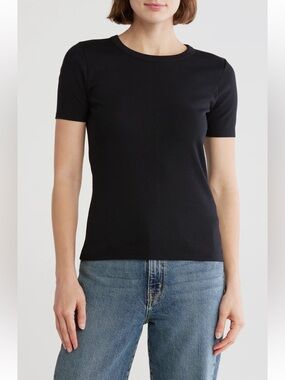 Melrose and Market Classic Black Cotten Blend Crewneck Tee